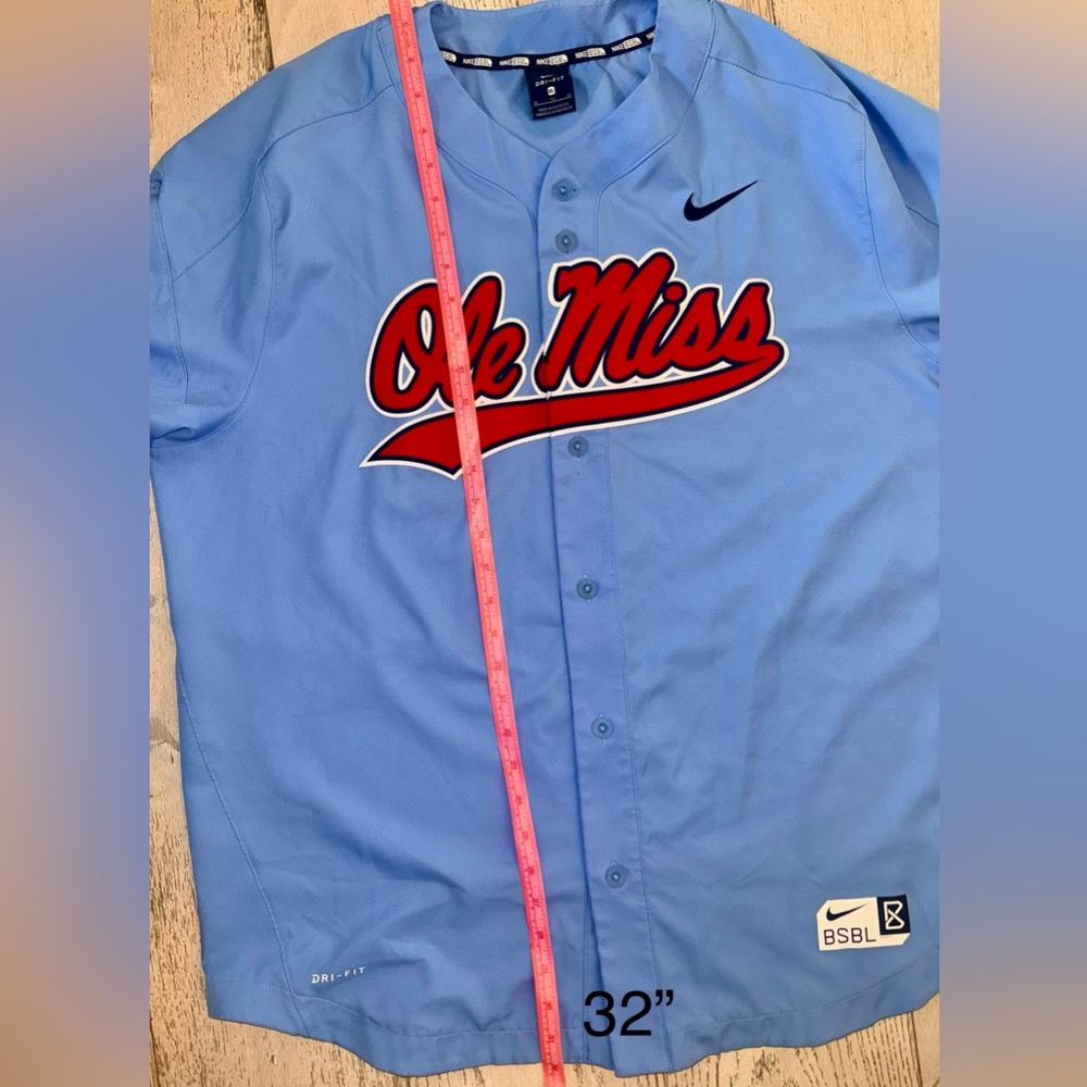 New Ole Miss Baseball Nike Jersey XL light blue & Red - Picture 3 of 11